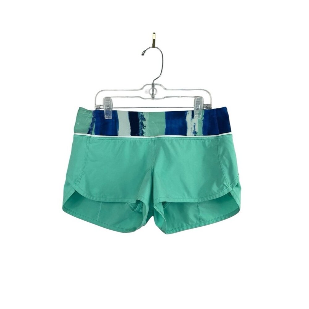 Lululemon Speed Shorts Size 4 2.5” Inseam Aqua Blue Waistband